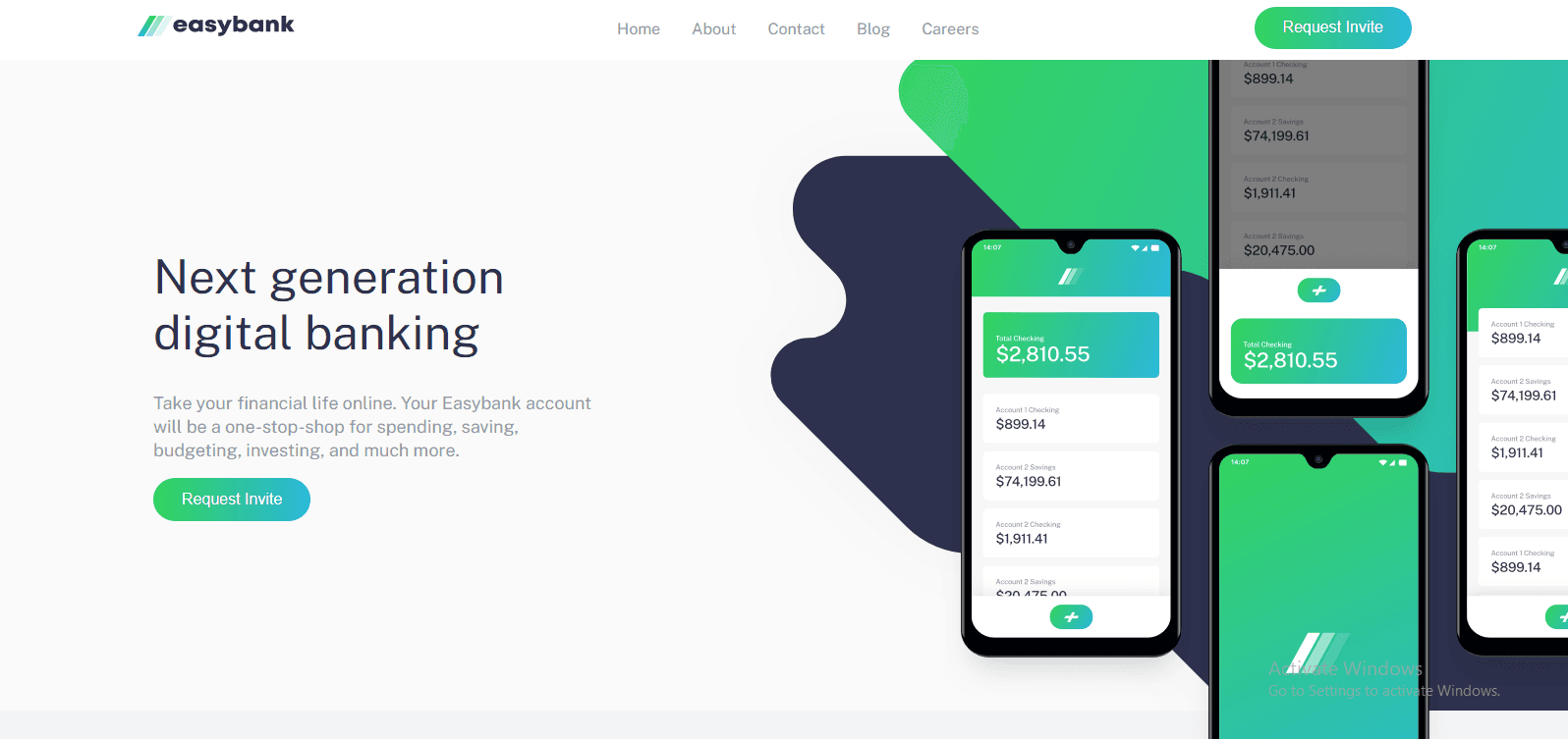  easy bank homepage image